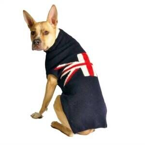 NEW CHILLY DOGS union jack dog sweater in red/white/blue